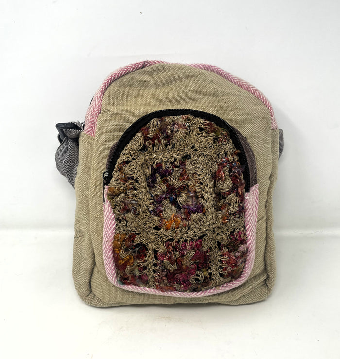 Multi Pocket Crossbody Bag Purse Made From Pure Hemp