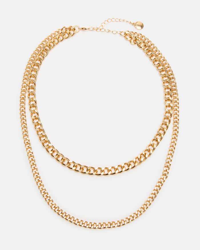 MULTI-ROW LINK CHAIN Gold Layered Necklace | Steve Madden