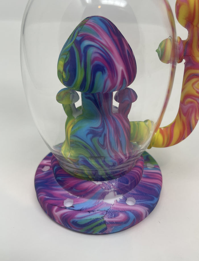 Multi Swirl Colorful Design 8" Silicone and Glass Rig with bowl