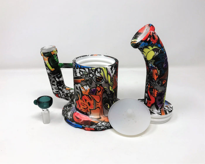 Music Graphic Unbreakable Silicone Detachable Large Jug Rig 14mm Bowl
