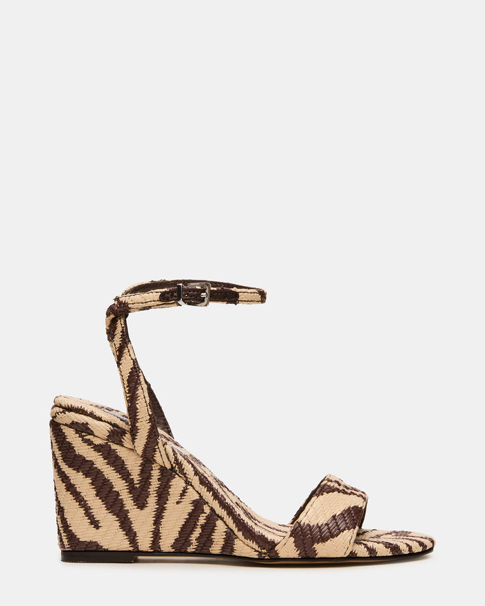MYKA Zebra Raffia Wedge Women's Sandal | Steve Madden