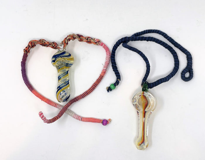 Natural Hemp Necklace with Functional Glass Hand Pipe (2 Pack)