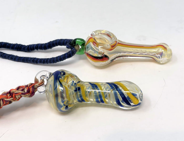 Natural Hemp Necklace with Functional Glass Hand Pipe (2 Pack)