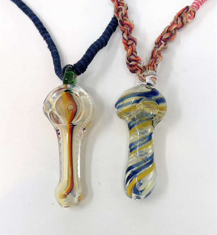 Natural Hemp Necklace with Functional Glass Hand Pipe (2 Pack)