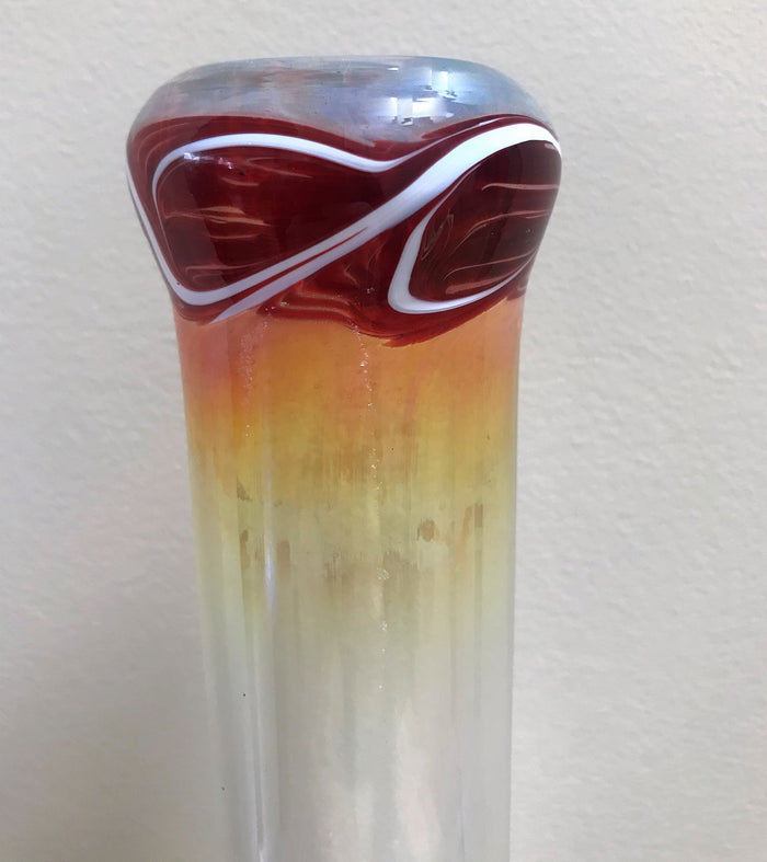 New! 12" Thick Straight Water Pipe/Bong with Amber Color Fumed Glass & 2 - 14mm Male Slide Bowls