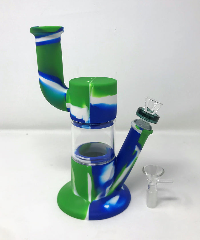 New 9" Detachable Glass/Silicone Rig 2 - 14mm Slide Bowls