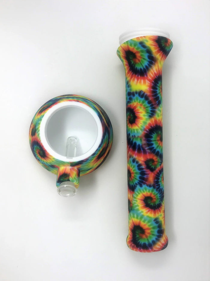 NEW! Tie Dye Design Silicone Detachable 13" Bong Quartz Banger Tool Bowl