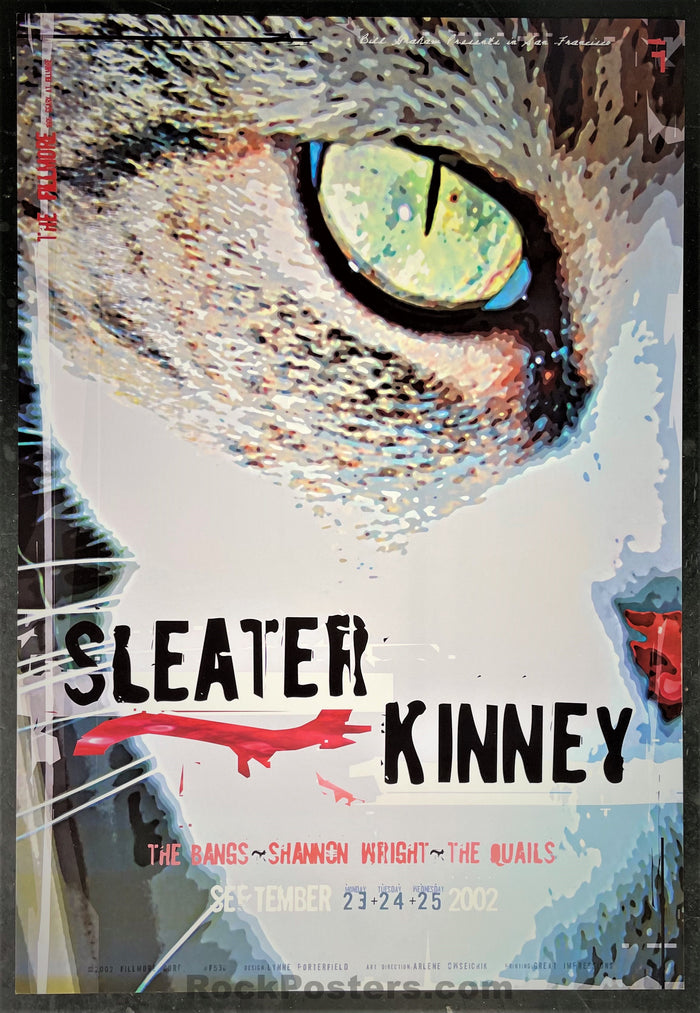 NF-536 - Sleater Kinney - 2002 Poster - The Fillmore - Near Mint Minus - SF Rock Posters & Collectibles