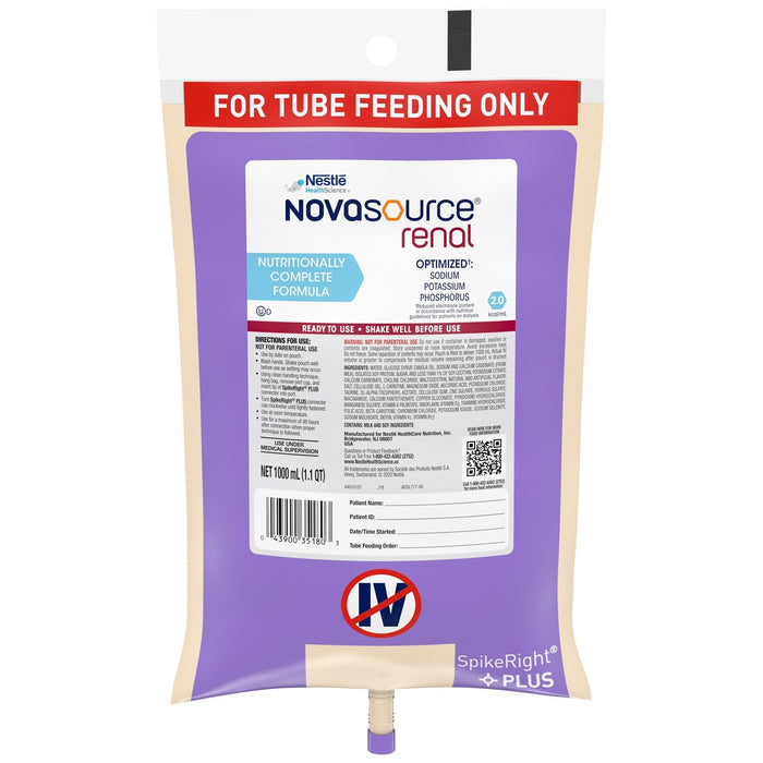 Novasource Renal Tube Feeding Formula, Unflavored, 1000 mL - 10043900351800-Single - LL Medico