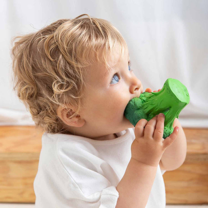 Oli & Carol Natural Rubber Baby Teether and Bath Toy - Brucy the Broccoli