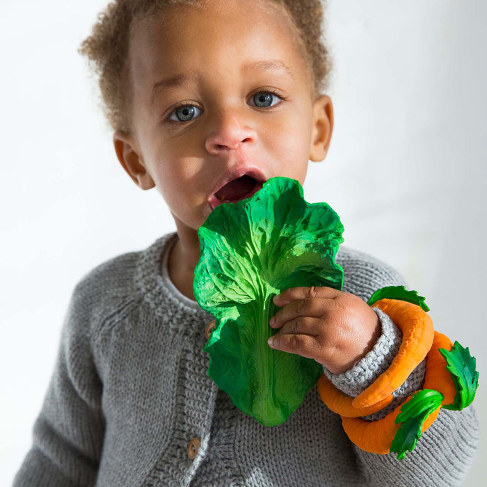 Oli & Carol Natural Rubber Baby Teether and Bath Toy - Kendall the Kale