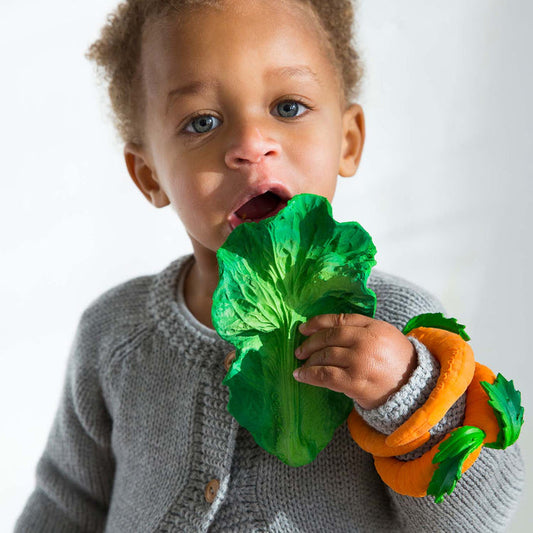 Oli & Carol Natural Rubber Baby Teether and Bath Toy - Kendall the Kale
