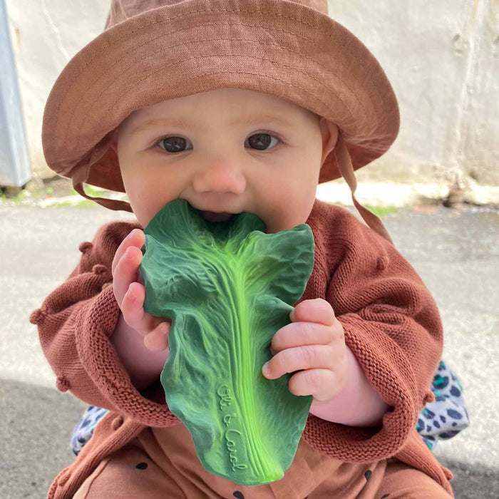 Oli & Carol Natural Rubber Baby Teether and Bath Toy - Kendall the Kale