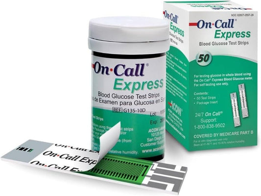 On Call Express Blood Glucose Test Strips, 50 Count - 755729-Each - LL Medico