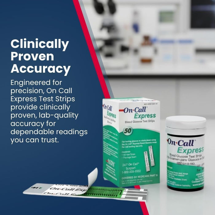 On Call Express Blood Glucose Test Strips, 50 Count - 755729-Each - LL Medico