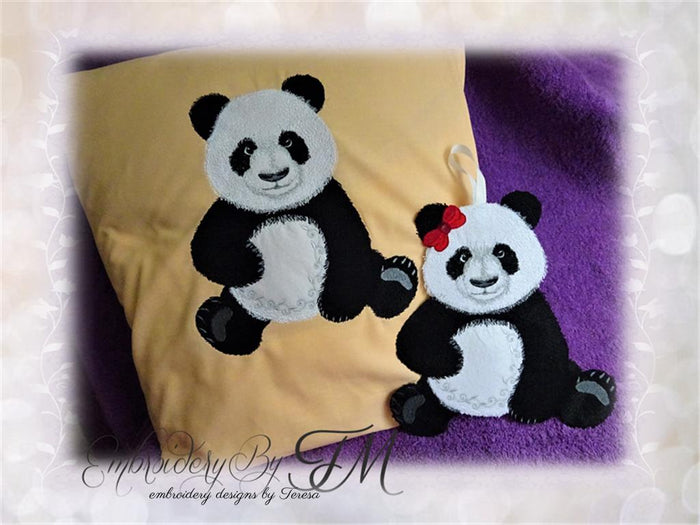 Panda designs / four sizes / panda boy and panda girl/Panda for hanging or application on fabric