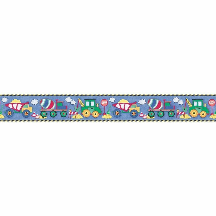 Patchwork Construction Dark Blue Denim Wallpaper Border - all4wallswall-paper