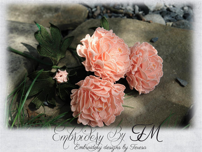 Peony flower 3D / 5x7 hoop