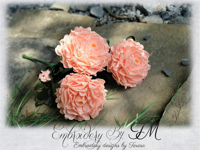 Peony flower 3D / 5x7 hoop