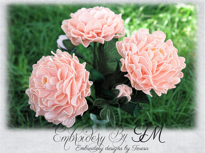 Peony flower 3D / 5x7 hoop