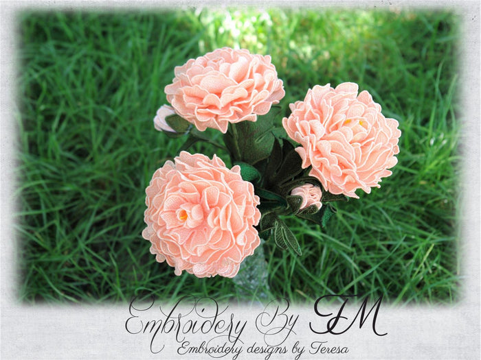 Peony flower 3D / 5x7 hoop