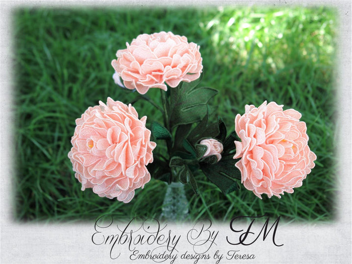 Peony flower 3D / 5x7 hoop