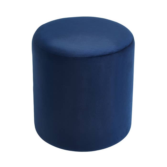 Plush Velvet Round Footstool - Midnight Blue - Modern Home Interiors