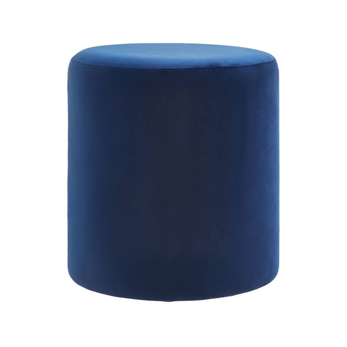 Plush Velvet Round Footstool - Midnight Blue - Modern Home Interiors