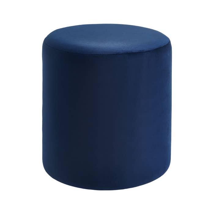 Plush Velvet Round Footstool - Midnight Blue - Modern Home Interiors