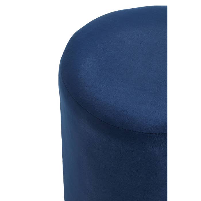 Plush Velvet Round Footstool - Midnight Blue - Modern Home Interiors