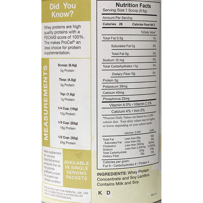 ProCel Whey Protein Supplement Powder, Unflavored, 10 oz - GH-80-Single - LL Medico