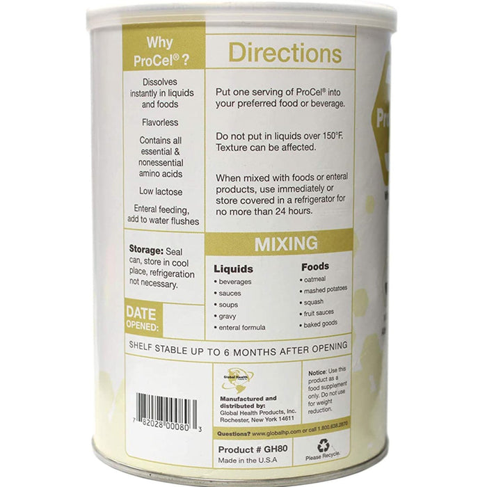 ProCel Whey Protein Supplement Powder, Unflavored, 10 oz - GH-80-Single - LL Medico