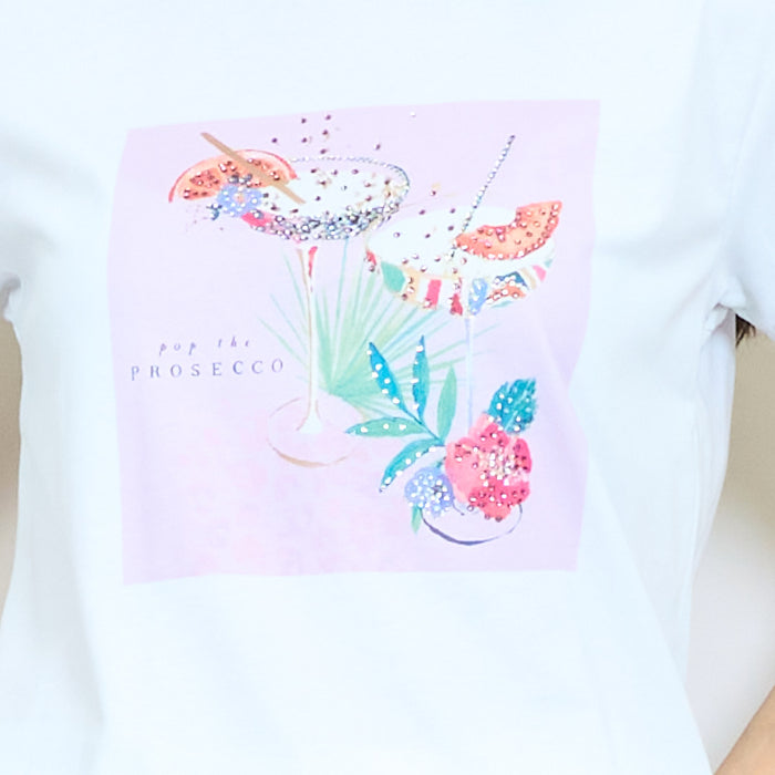 Prosecco cocktail graphic cotton t-shirt wholesale