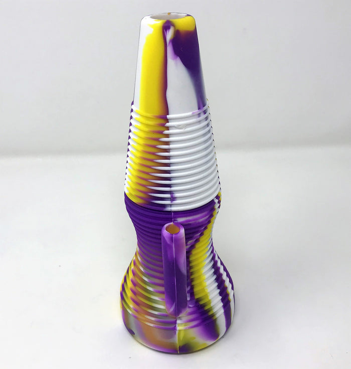 Purple n' Gold Silicone Detachable Unbreakable 8" Rig Thick Glass Quartz Banger