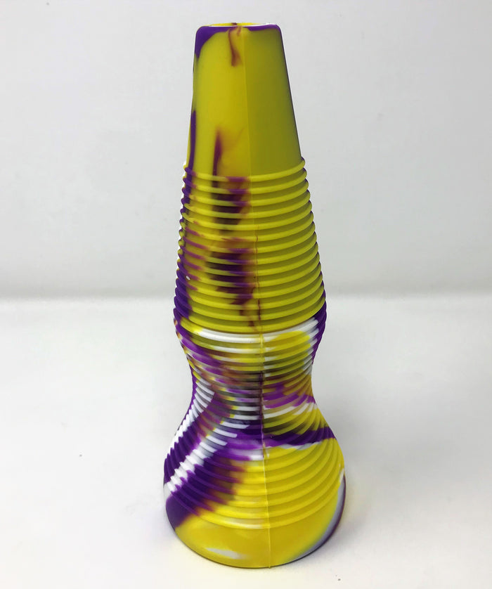 Purple n' Gold Silicone Detachable Unbreakable 8" Rig Thick Glass Quartz Banger