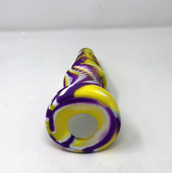 Purple n' Gold Silicone Detachable Unbreakable 8" Rig Thick Glass Quartz Banger