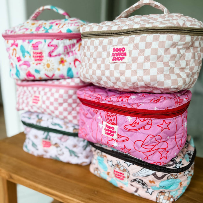 Quilted Western Makeup Bag  | Cowgirl Cosmetic Bag Fabric  - 260 Broadway Boutique