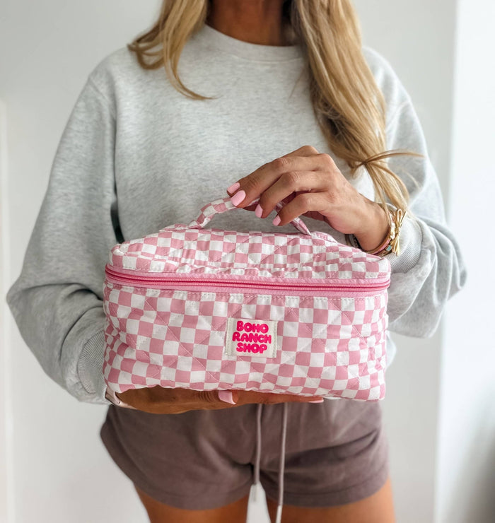Quilted Western Makeup Bag  | Cowgirl Cosmetic Bag Fabric  - 260 Broadway Boutique