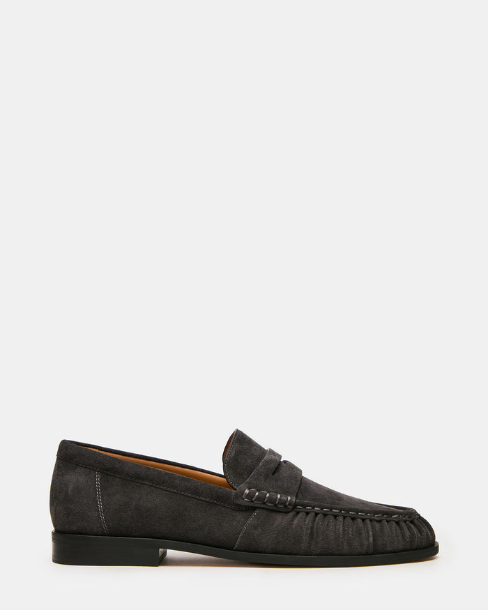 QUINCEY Grey Suede Slip-On Men's Loafer | Steve Madden