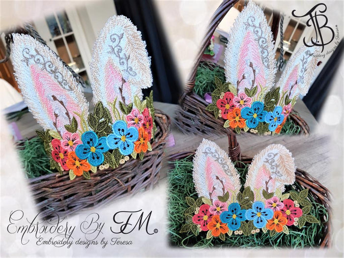 Rabbit ears with flowers/two sizes
