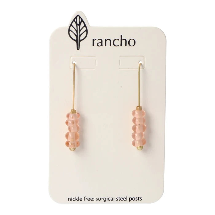 Rancho Hooks - Gold Straight Hook Pink Glass Beads Stacked