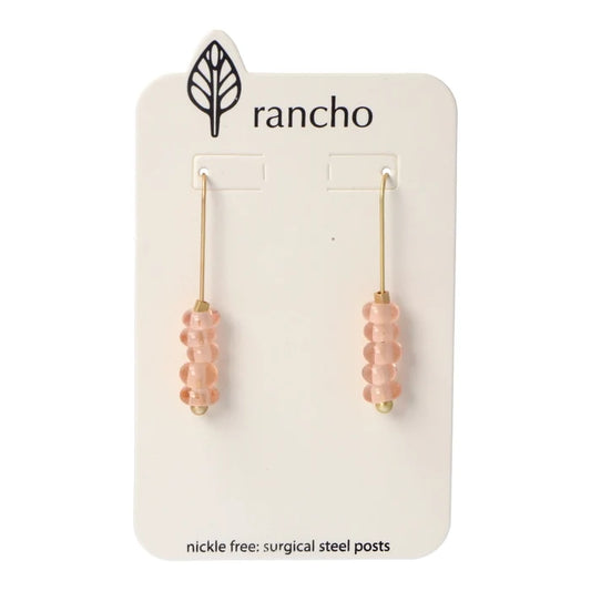 Rancho Hooks - Gold Straight Hook Pink Glass Beads Stacked