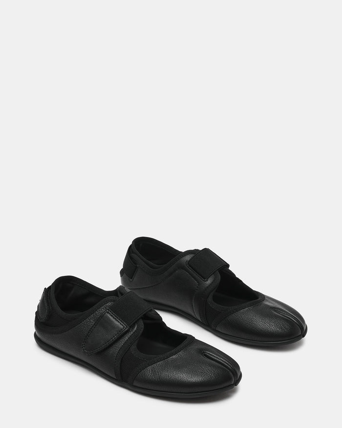 RAPID Black Leather Tabi Ballet Velcro Mary Jane Women's Sneaker | Steve Madden