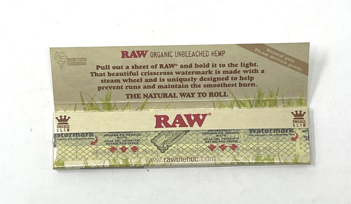 Raw King Size Slim Organic Hemp Rolling Papers 3 packs
