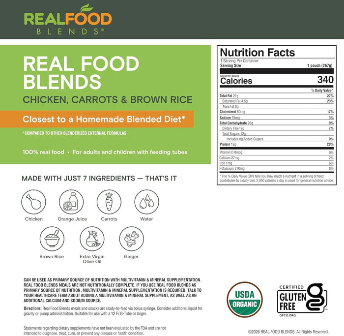 Real Food Blends Tube Feeding Formula, Chicken / Carrots / Brown Rice, 9.4 oz - 176988-Single - LL Medico