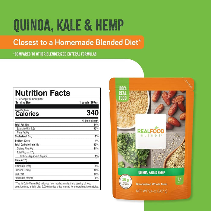 Real Food Blends Tube Feeding Formula, Quinoa, Kale & Hemp, 9.4 oz - 176992-Single - LL Medico