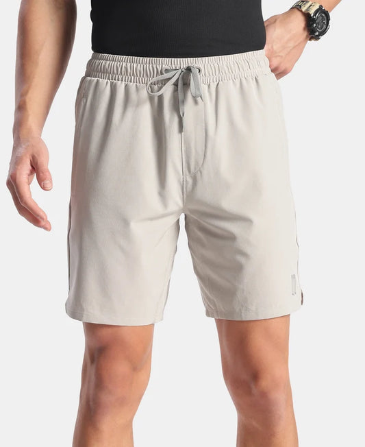 Recycled Microfiber Elastane Stretch Solid Shorts with Zipper Pockets and StayFresh Treatment - Drizzle