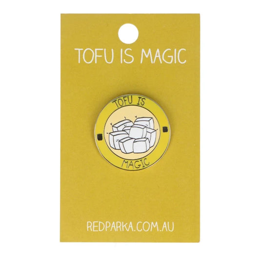 Red Parka Enamel Pin - Tofu is Magic