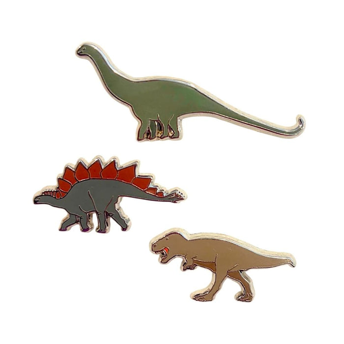 Red Parka Enamel Pin Set - Dinosaur Trio