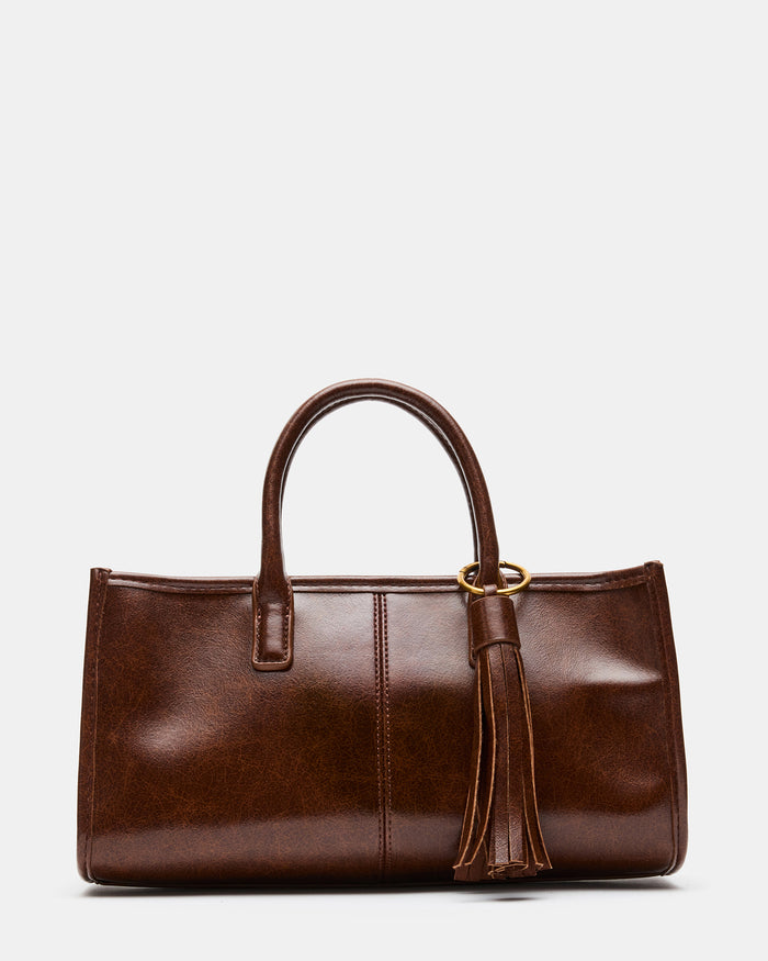 REECE Brown Tassel Top Handle Handbag | Steve Madden